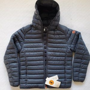 Save The Duck Men's L Giga Hooded Puffer Jacket Dark Green NWT
